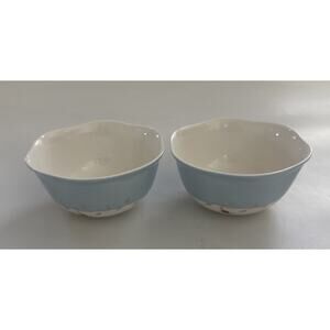 2 Lenox Butterfly‎ Meadow 5.75" Ice Cream Bowls Soup Rice Fruit Scalloped Rim